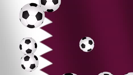 fifa world cup 2022 in qatar, presented with an animated flag of qatar and falling soccer balls in front of it