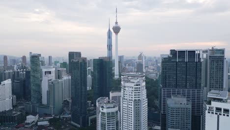 business center skyscraper buildings at kuala lumpur malaysia aerial view on cloudy day