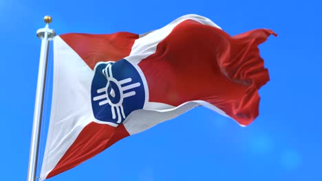 bandera de la ciudad de wichita, ciudad de los estados unidos de américa - bucle