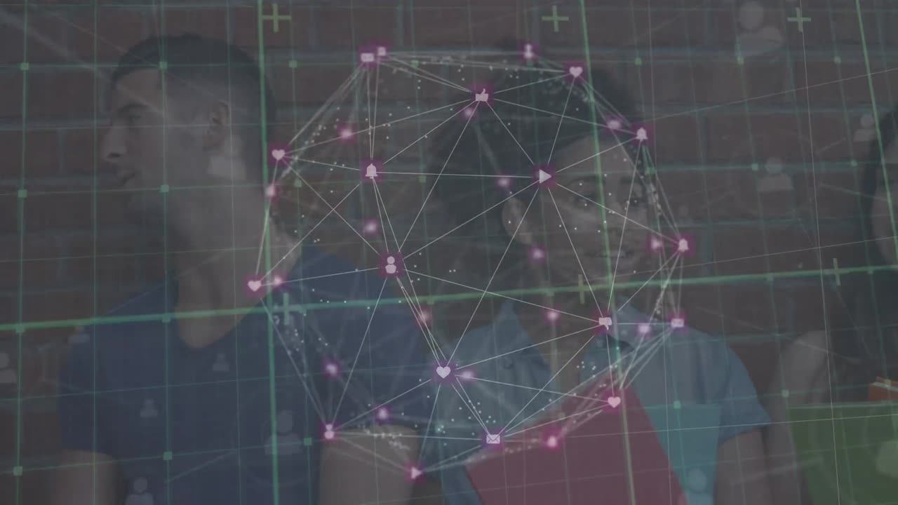 анимация сети связей между различными студентами