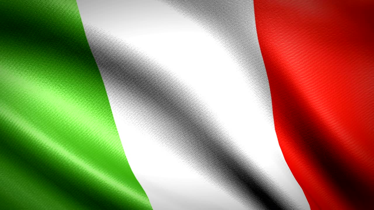 Bandiera dell'Italia. Animazione in loop continuo. Video 4K ad alta definizione