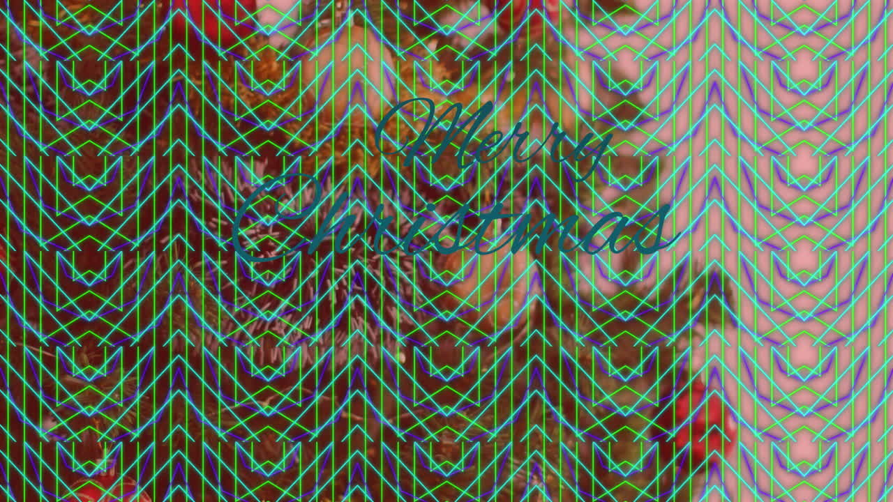 animación del texto de feliz navidad sobre las formas.