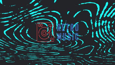 animation of retro music over black background with green waves