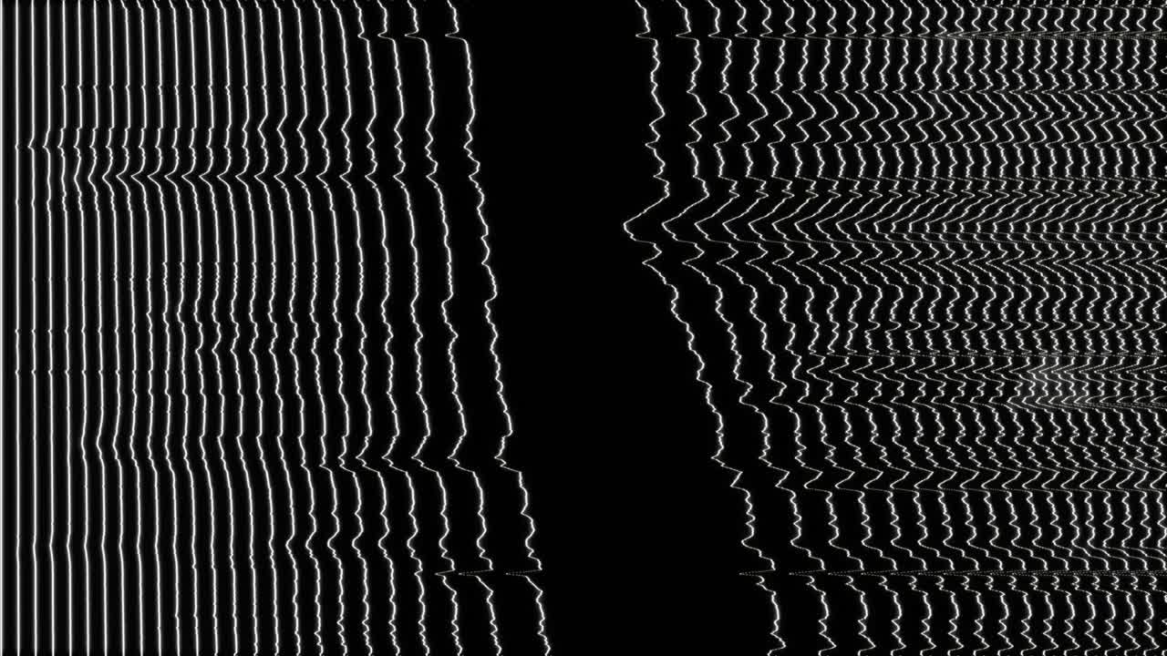 Warped White Curvy Lines on a Black Background Illustrating Data Modulation