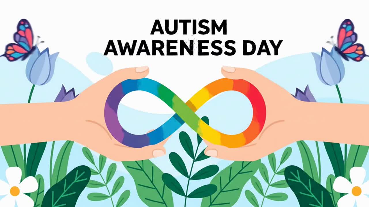 World autism awareness day animation with infinity symbol