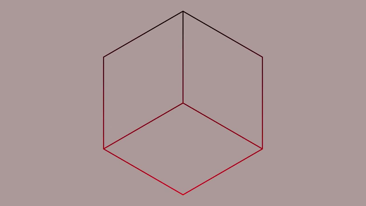 회색 배경에 대해 큐브 모양의 윤 ⁇ 이 형성되는 디지털 애니메이션