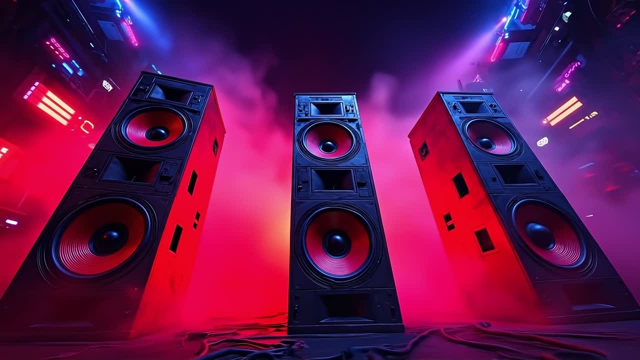 Un paio di altoparlanti su un palco