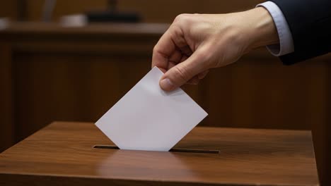 a person casting a vote into a ballot box in a courtroom setting, capturing the democratic process with a focus on civic engagement and voting rights importance