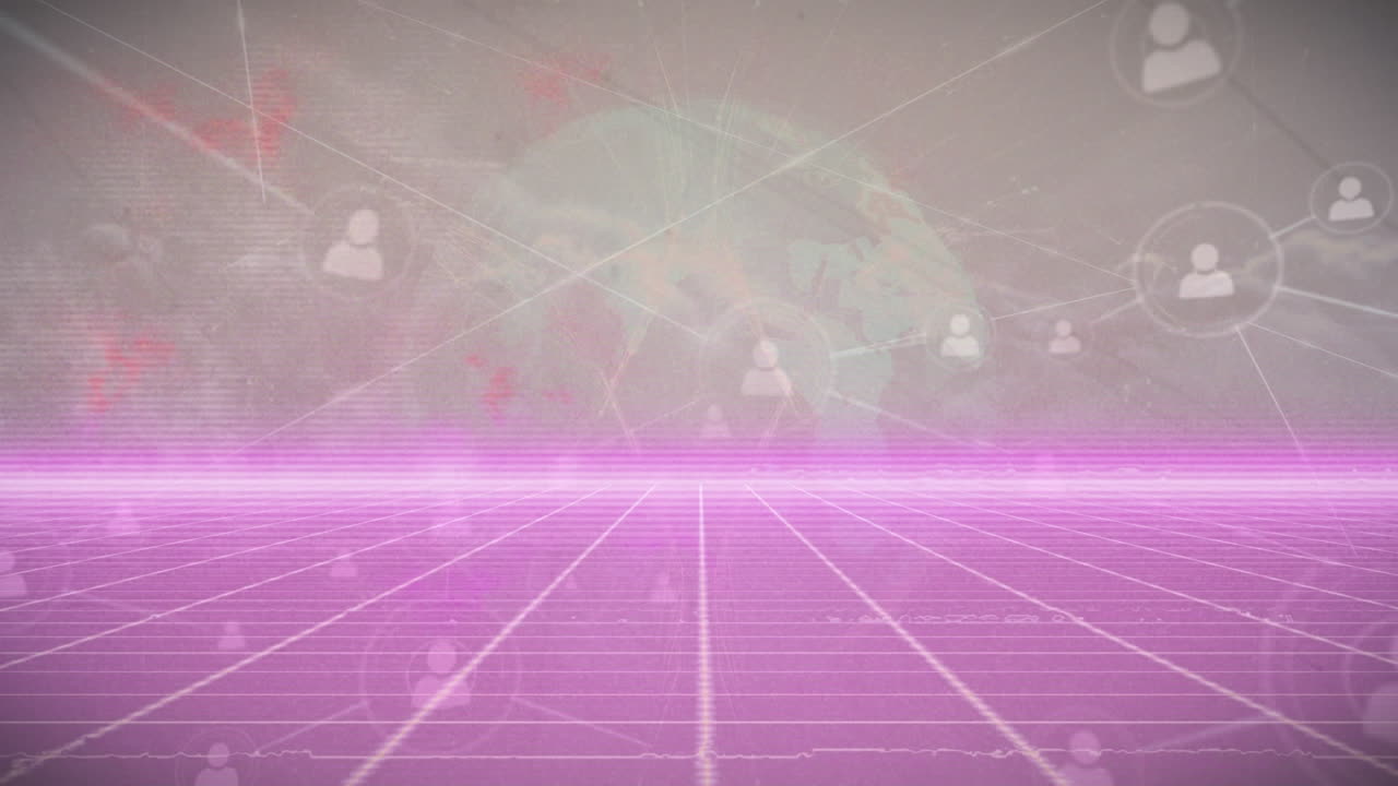 클라우드와 그리드를 통한 연결 네트워크의 애니메이션