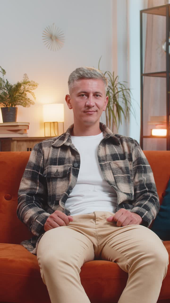 Pov of man looking at camera making video webcam conference call with friends or family conversation
