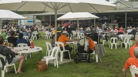 timelapse of people watching a performance at the holland festival in the outer suburbs of melbourne, victoria, australia, march 2020.