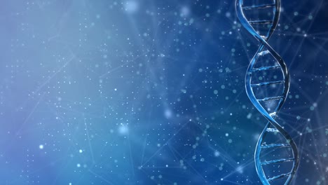 4k azul estructura de la molécula de adn las partículas de la ciencia del bucle de presentación 4k fondo.