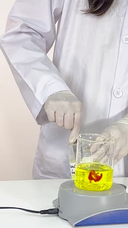 demostrando la reacción química con yodo y almidón