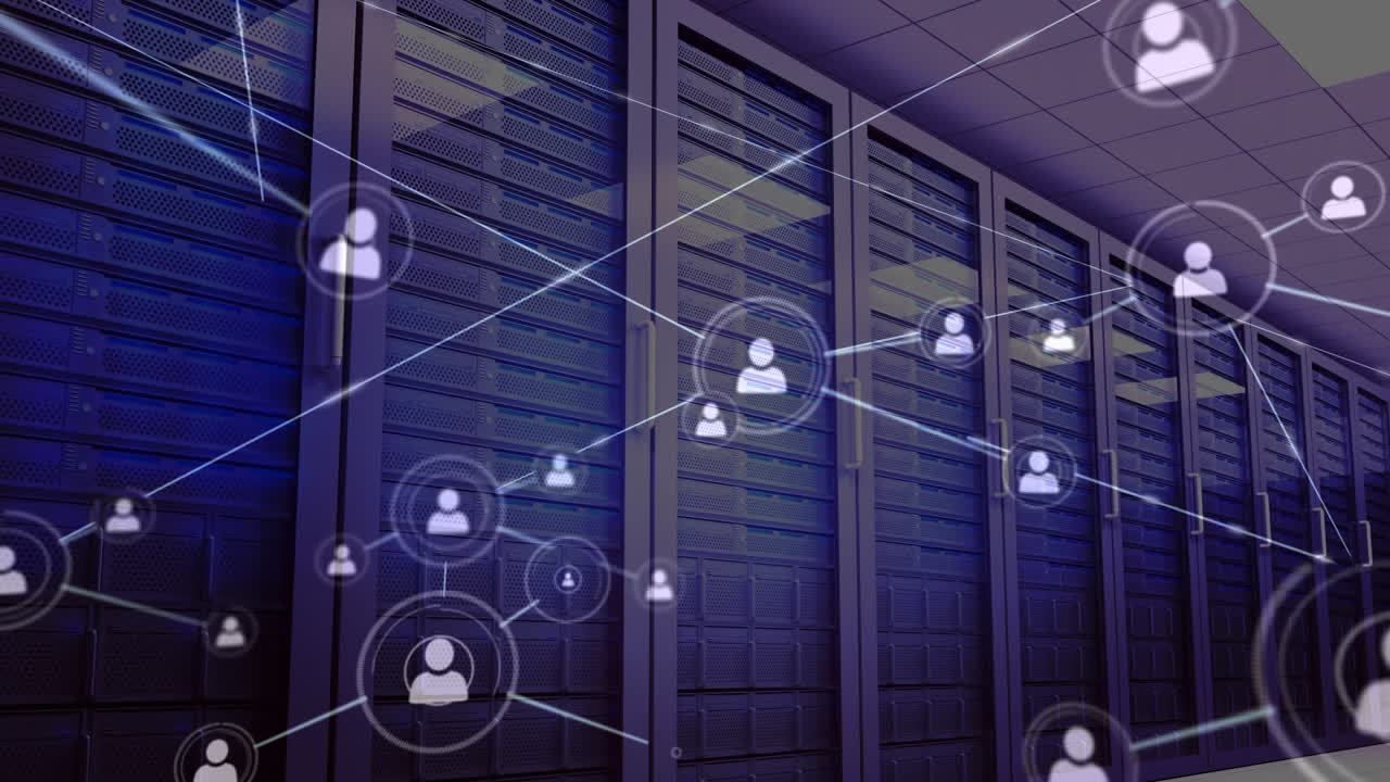 animación de la red de conexiones a través de servidores informáticos