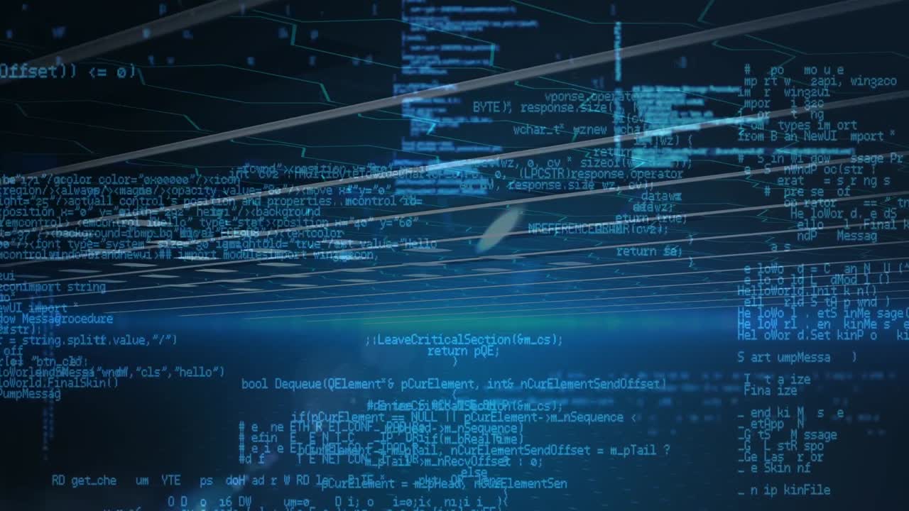 Animation of data processing on blue background