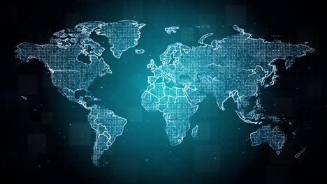 4k abstract mash line and point map world dark loop background