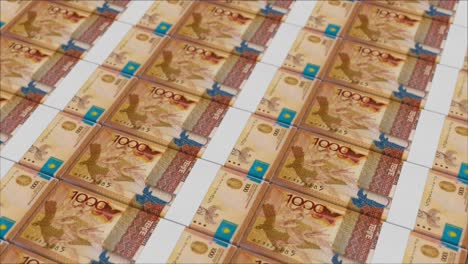 1000 kazakhstani tenge banknotes printed by a money press