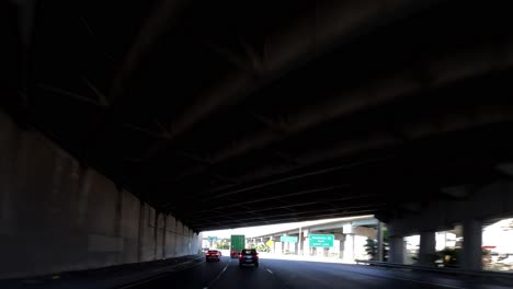 Driving-along-Interstate-route-710-near-Long-Beach,-California---Driver-point-of-view