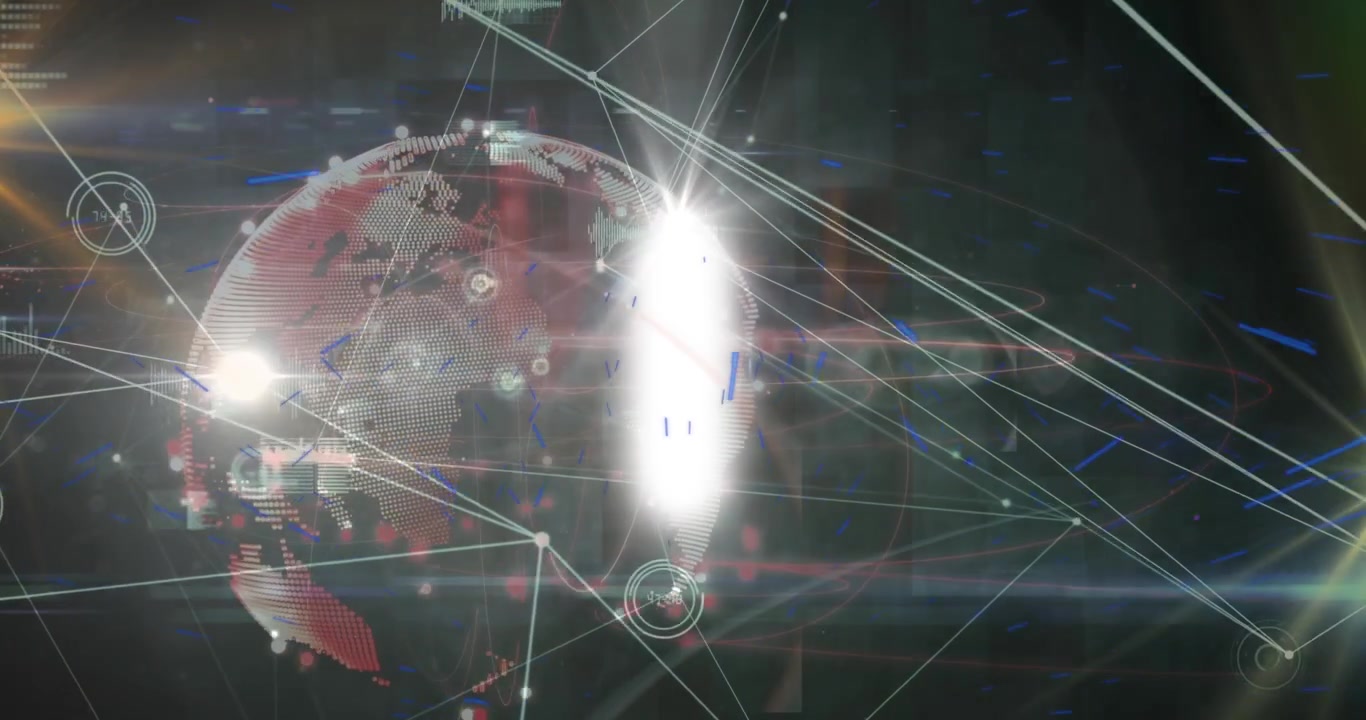 Animation of connections and data processing over globe