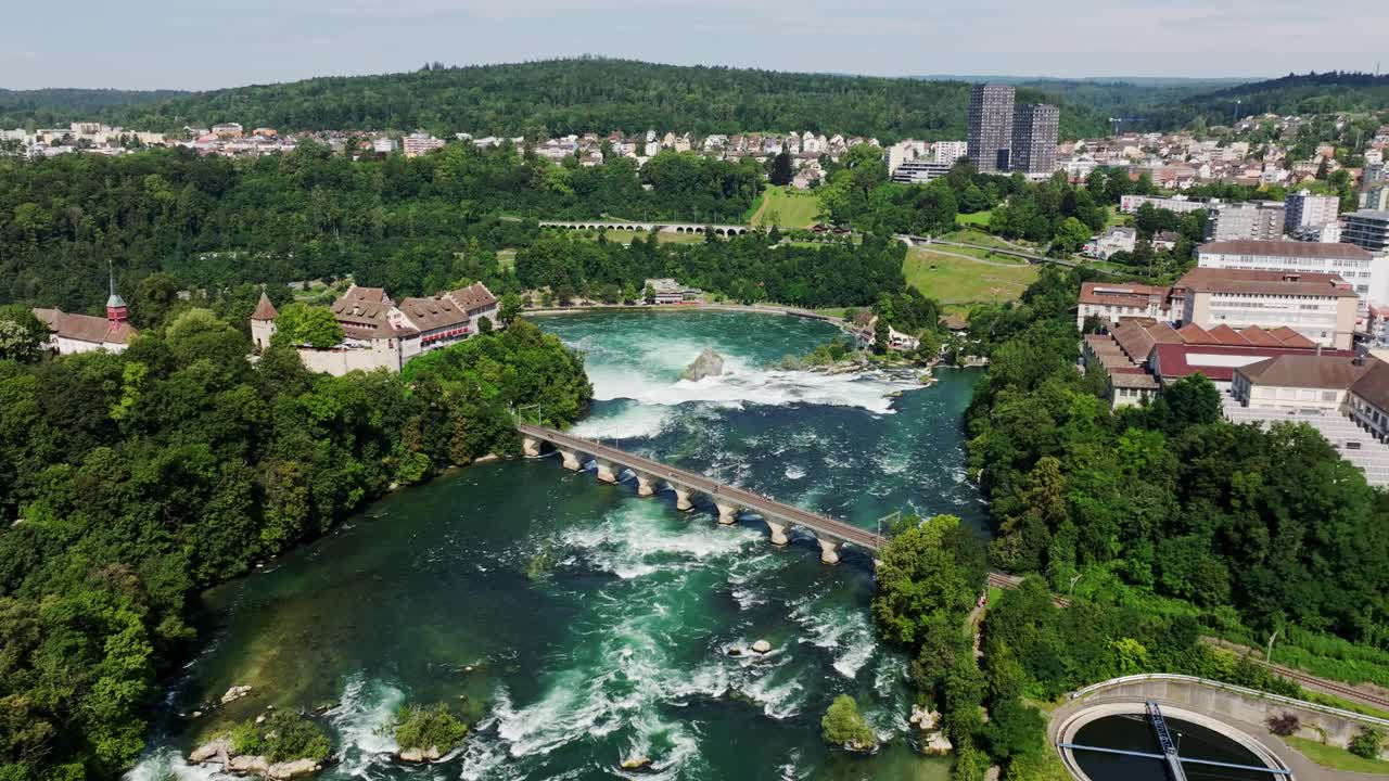 Aerial View of Rhine Falls in Schaffhausen, Switzerland
