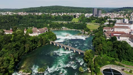 aerial view of rhine falls in schaffhausen, switzerland