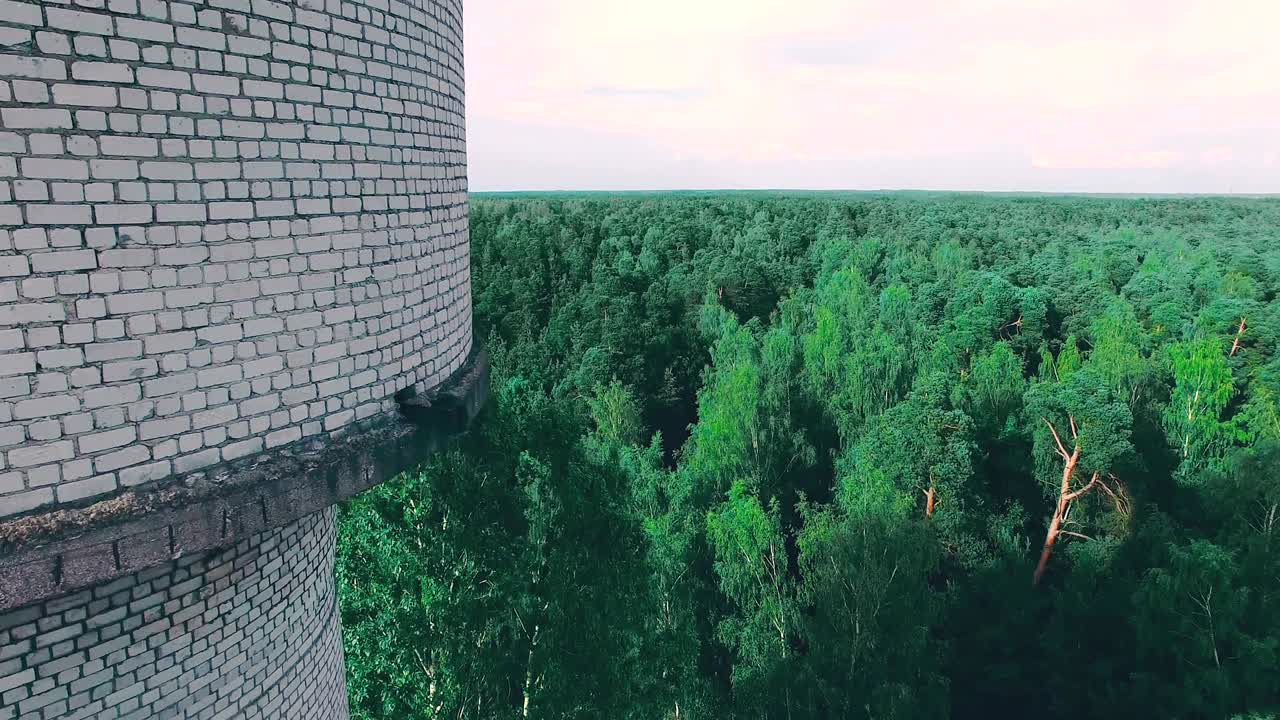 Aerial view of an old soviet water tower