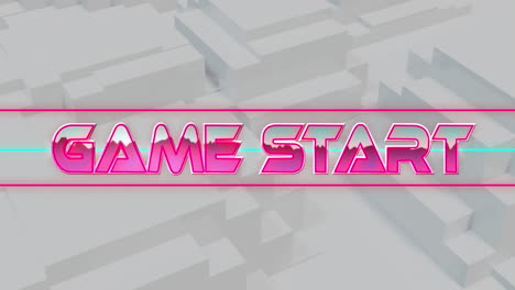 animation of game start text over light trails on white background