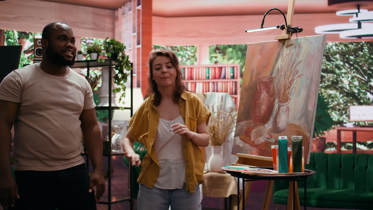 Artists in a painting studio