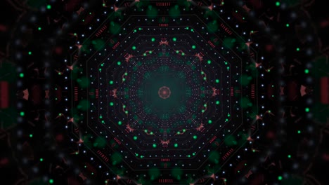 video en 4k de luces rojas y verdes brillantes en un túnel futurista.