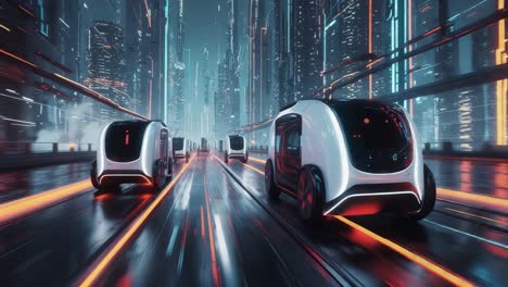 futuristic city night transportation