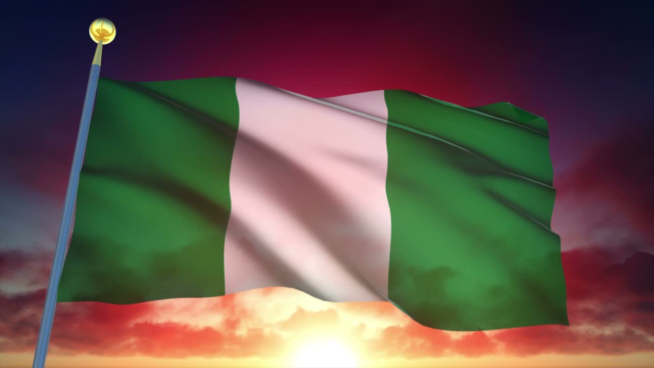 4k bandera muy detallada de nigeria en bucle