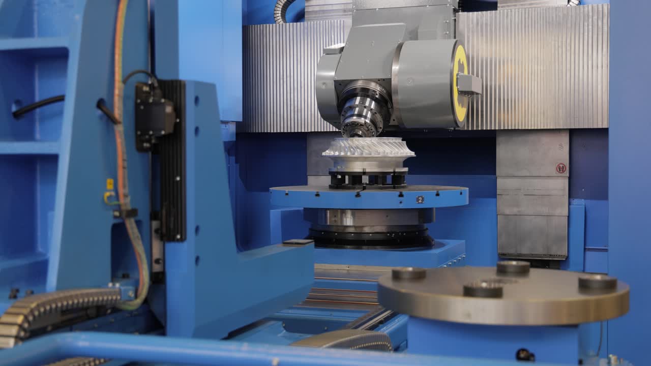 máquina de fresado cnc para metalurgia. corte de metal tecnología de procesamiento moderna.