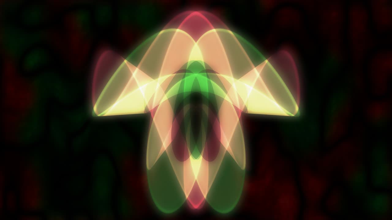 navidad abstracta roja y verde formas fractales de copos de nieve brillantes - animación de fondo de movimiento de bucle sin costuras de 4k