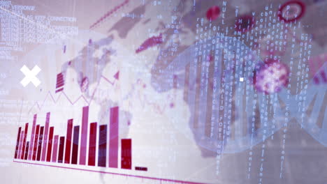 Animación-Del-Procesamiento-De-Datos-Médicos-Y-Del-Globo-Sobre-Fondo-Blanco