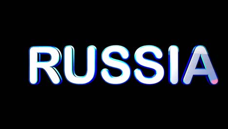 russia animated text on a black background