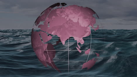 animation of globe spinning over sea