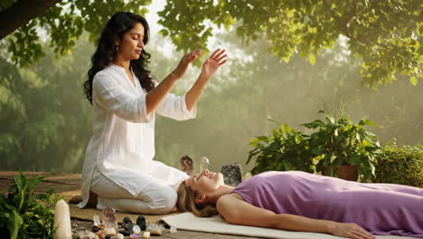 reiki healing session outdoors