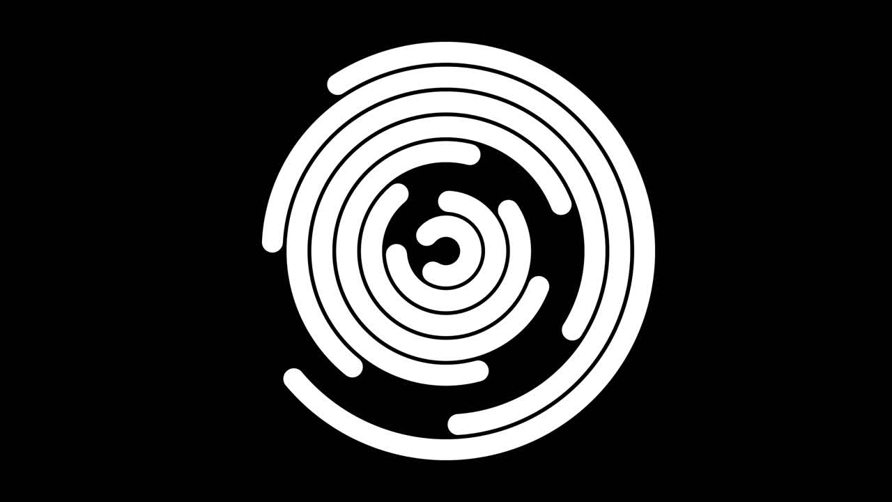 Fun curves spiral to form circular rotating hypnotic wheel maze puzzle