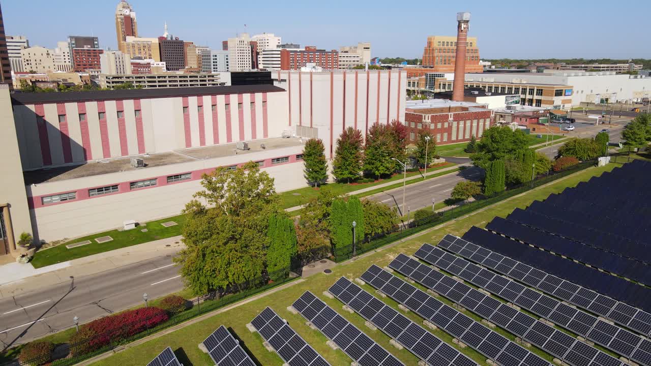 Cedar Street Solar Array in downtown Lansing Michigan, USA - August 15, 2024