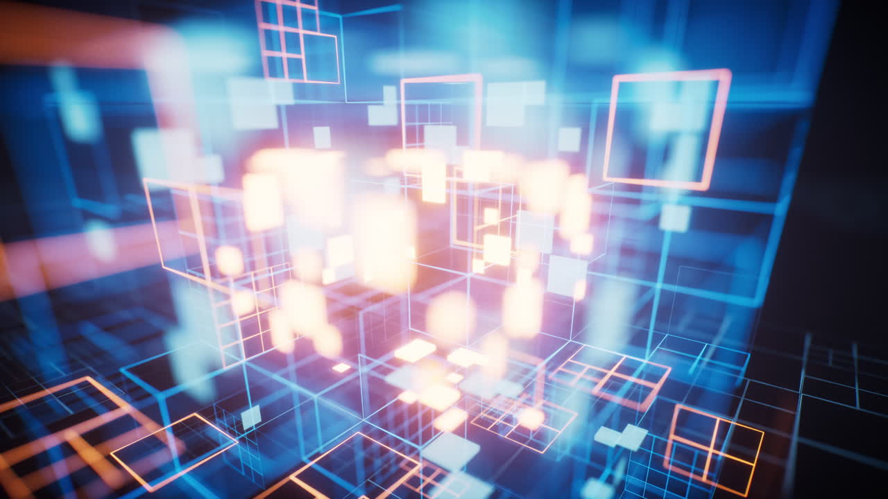 디지털 사이버 스페이스: 반이는 크로스 라인, 3d 렌더링