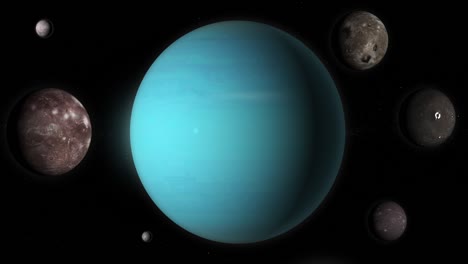 uranus planet and her moons in the outer space