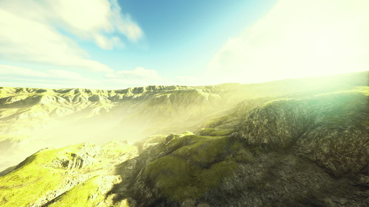 Serenity of the misty landscape at dawn in a remote mountainous region