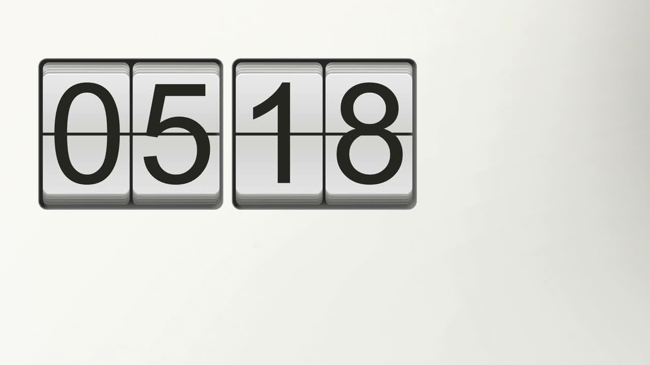 Vintage flip clock running from 00:00 to 23:59 with black numbers on white background