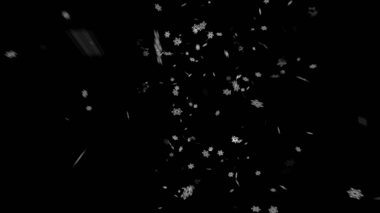 animated point of view snow falling from above, for video overlay