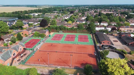 tennis pitch field synthetic sport centre newmarket england aerial drone united kingdom