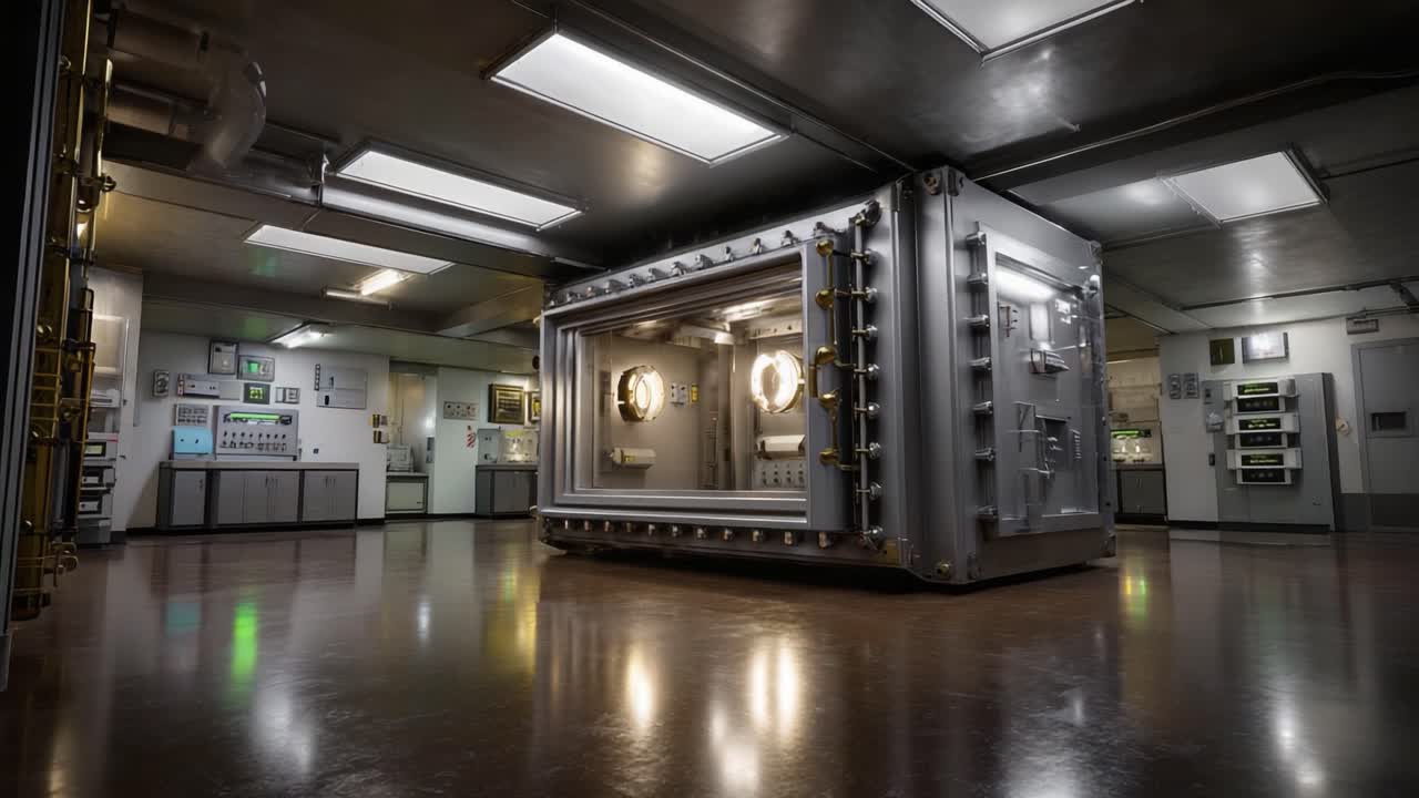 A High-Security Vault Interior with Sophisticated Technology and Sleek Design, Showcasing the Advanced Monitoring Systems and Secure Storage Features
