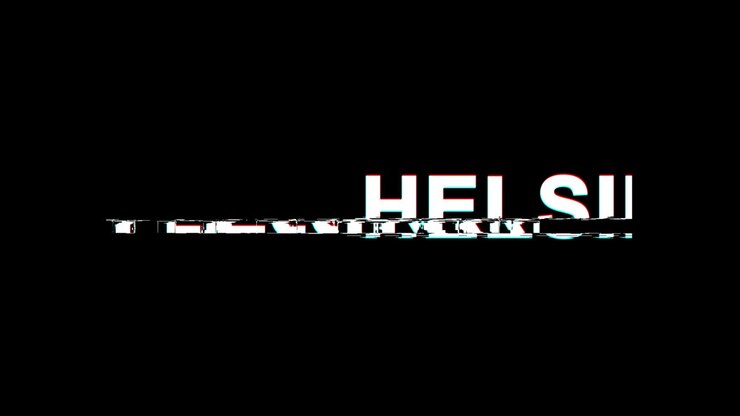 HELSINKI Glitch-effekt tekst digital TV-forvrengning 4K loop-animasjon
