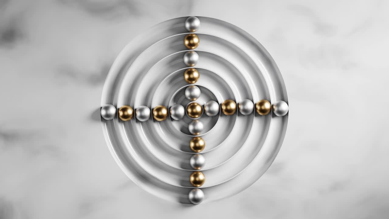 Dynamic Arrangement of Gold and Silver Spheres on Concentric Circles