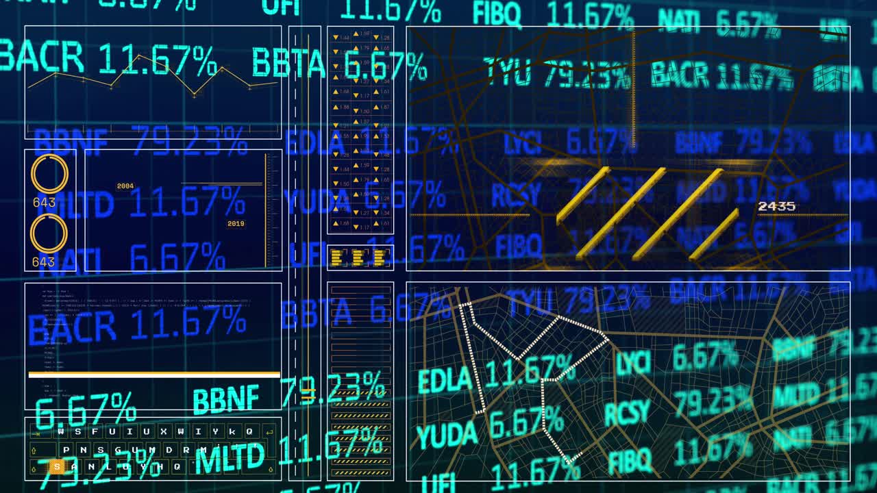 Animation of data processing over black background
