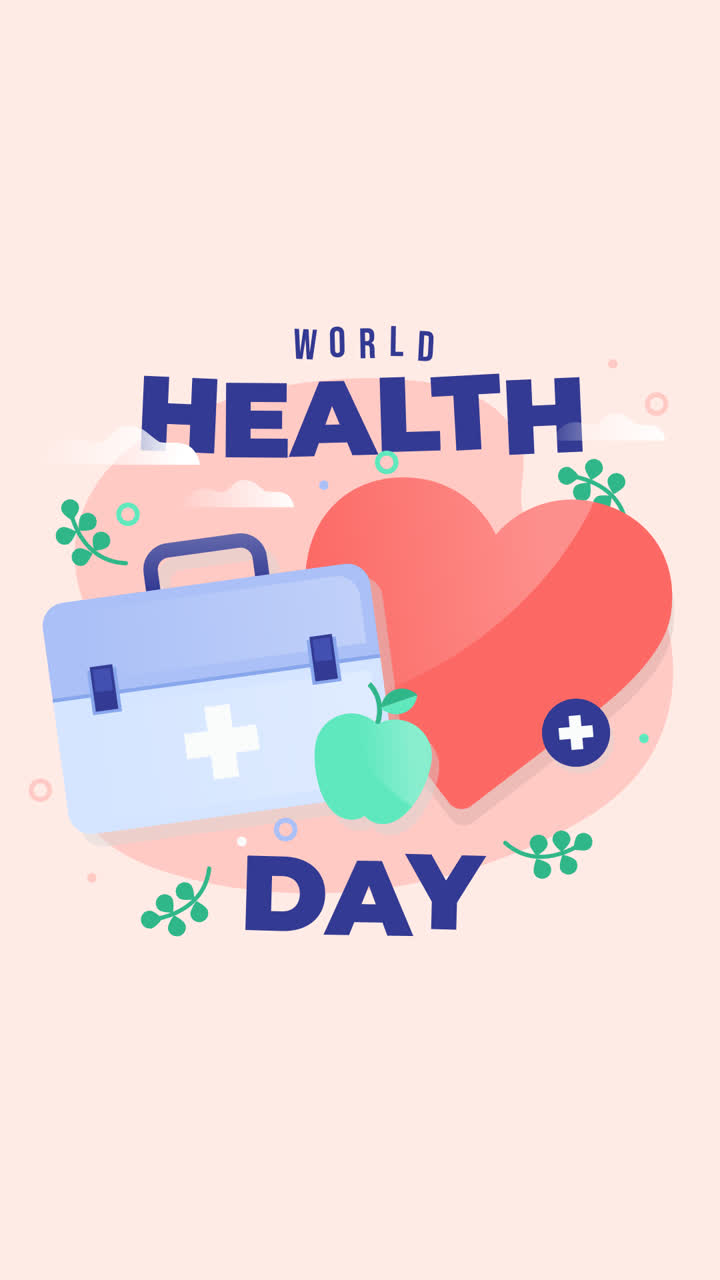 플래트 디자인의 모션 그래픽 세계 건강의 날 축하